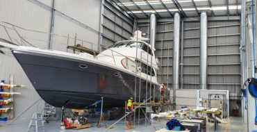 Egmont Air's Marine Spray Booth System for Gloss Boats